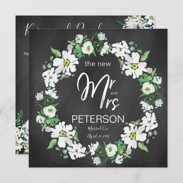 Floral Chalkboard Typography Post Wedding Party Invitation (Front/Back)