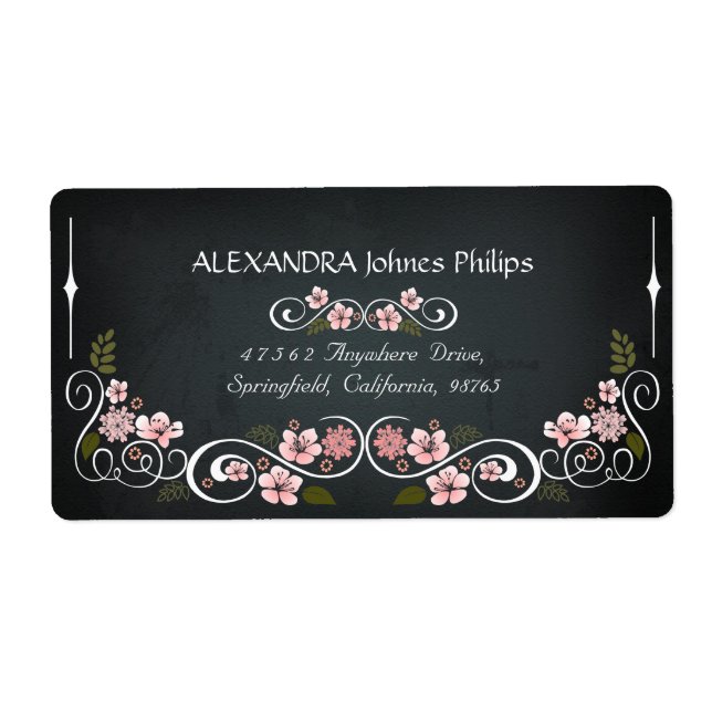 Floral Chalkboard Vintage Bold Address Label (Front)