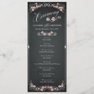 Floral Chalkboard Vintage Bold Wedding Program Programme