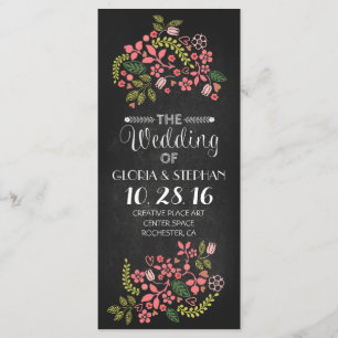 floral chalkboard wedding program cards