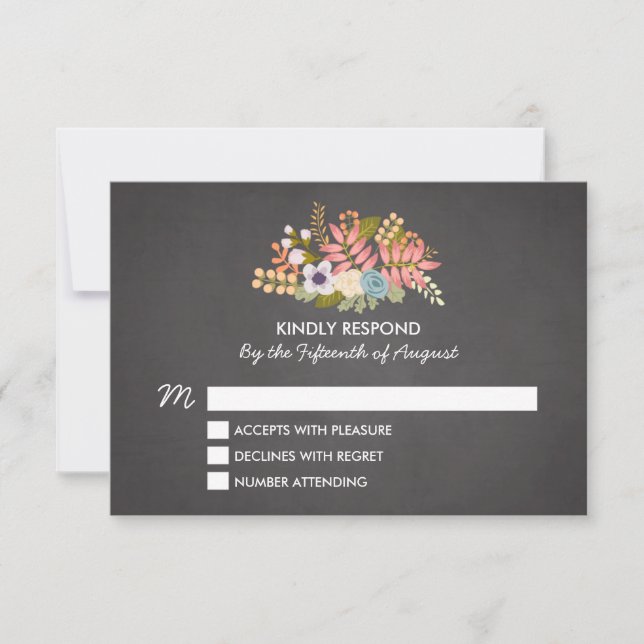 FLORAL CHALKBOARD | WEDDING RSVP ENCLOSURE CARD (Front)