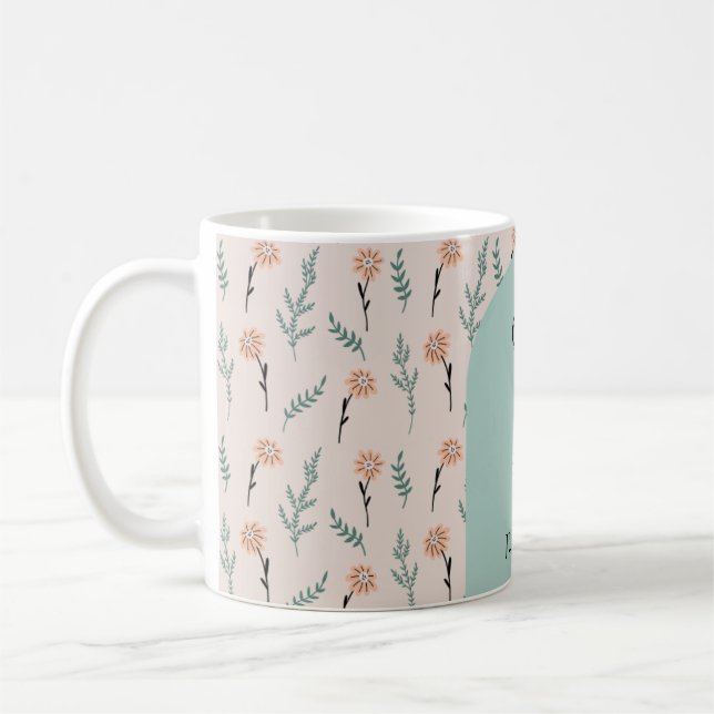Floral chamomile pattern coffee mug (Left)