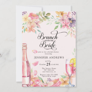 Floral Champagne Bridal Shower Brunch Invitation