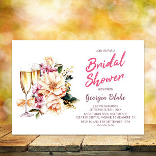 Floral Champagne Bridal Shower Invitation