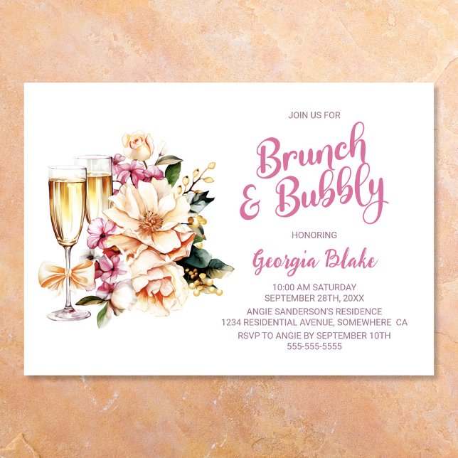 Floral Champagne Brunch and Bubbly Invitation (Creator Uploaded)