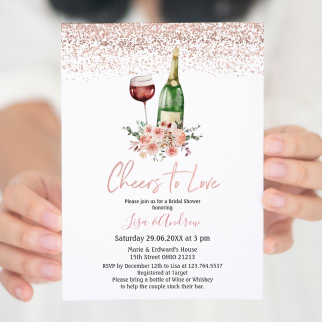  Floral Champagne Cheers to Love Bridal Shower Invitation (Creator Uploaded)