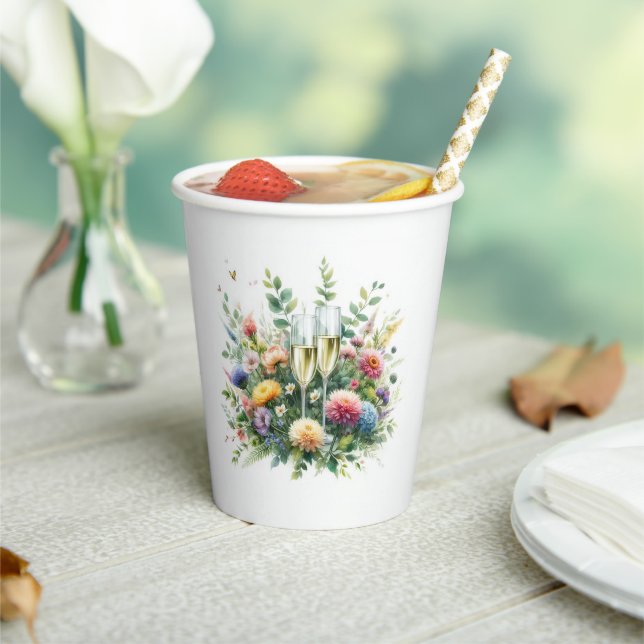 Floral Champagne Party Paper Cups (Insitu)
