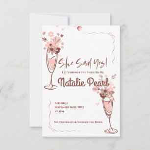 Floral Champagne She Said Yes Bridal Shower Invite