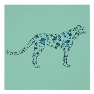 Floral cheetah poster
