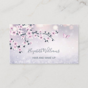 Floral Cherry Blossom Dusky Pink Mauve Glitter  Business Card