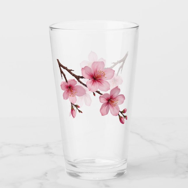 Floral Cherry Blossom Pink Glass (Front)