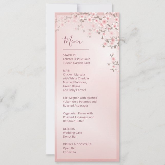 Floral Cherry Blossom Pink White Wedding    Invitation (Front)