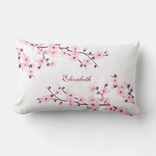 Floral Cherry Blossom (Sakura) Lumbar Pillow (Front)