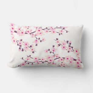 Floral Cherry Blossom (Sakura) Pink Lumbar Cushion