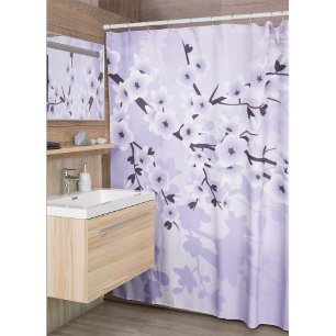 Floral Cherry Blossoms Classic Purple Shower Curtain
