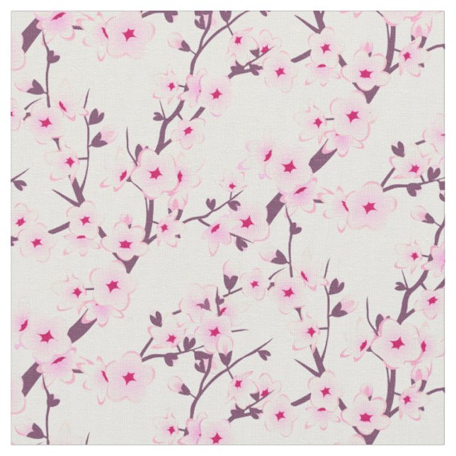 Floral Cherry Blossoms Fabric (Close Up)