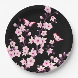 Floral Cherry Blossoms Paper Plate