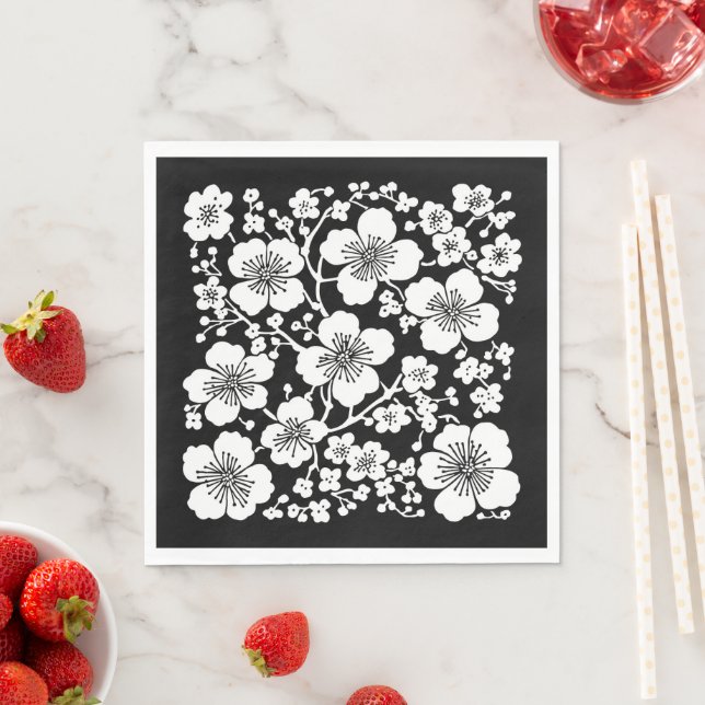 Floral Cherry Blossoms Pattern Napkin (Insitu)