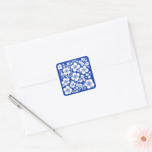 Floral Cherry Blossoms Pattern Square Sticker