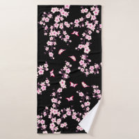 Floral Cherry Blossoms PINK black