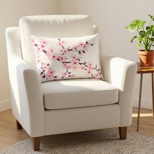 Floral Cherry Blossoms Pink Change Background Decorative Cushion (Creator Uploaded)