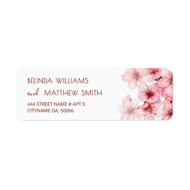 Floral Cherry Blossoms Pink White |  Wedding (Front)