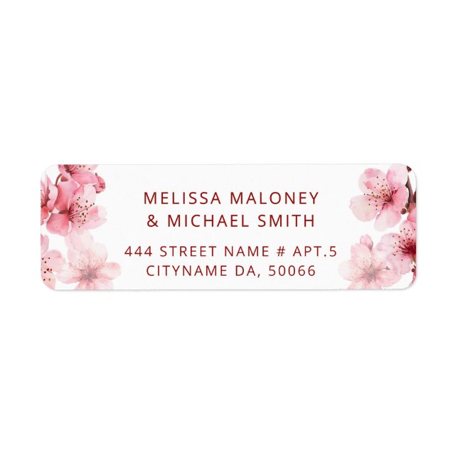 Floral Cherry Blossoms Pink White |  Wedding (Front)