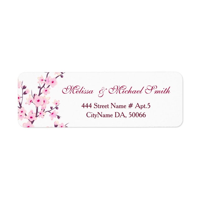 Floral Cherry Blossoms Pink White  Wedding (Front)