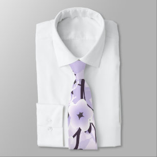 Floral Cherry Blossoms Purple Tie