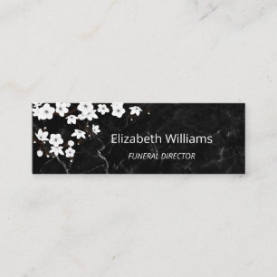 Floral Cherry Blossoms Red White Black Mini Busine Business Card