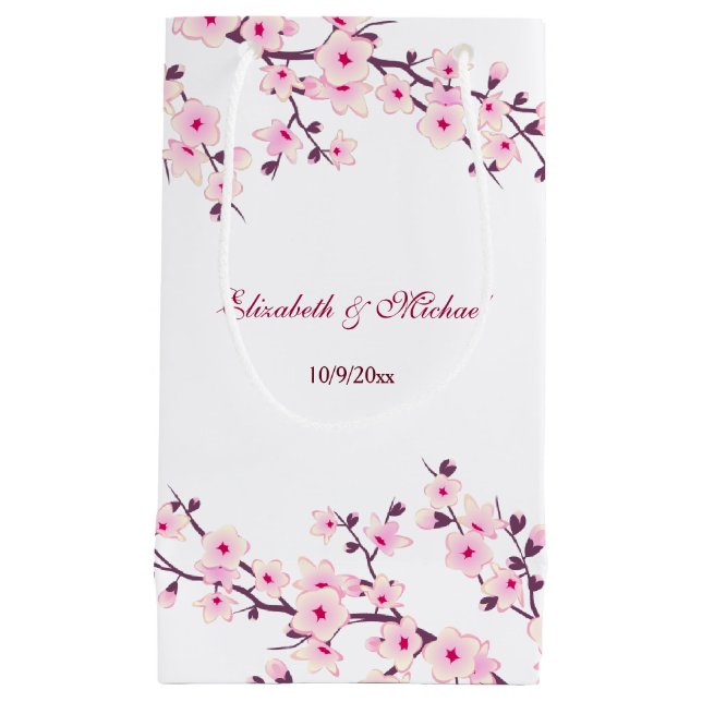 Floral Cherry Blossoms Wedding Small Gift Bag (Front)