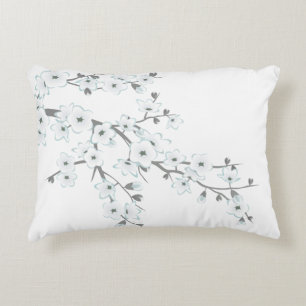 Floral Cherry Blossoms White Choose Background Decorative Cushion