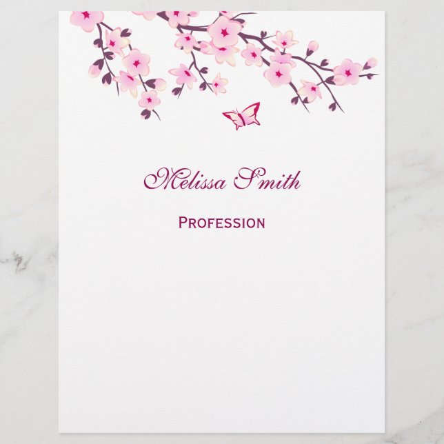 Floral Cherry Blossoms White Pink Flyer (Front)