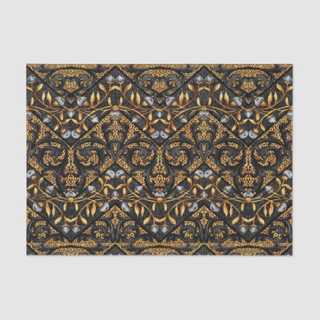 Floral Chevron Paisley Filigree ZigZag Flowers Tissue Paper (Front)