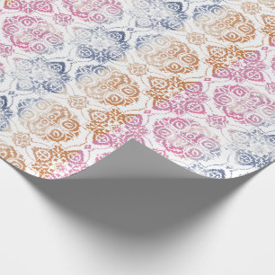 Floral Chic Boho Watercolor Pink and Blue   Wrapping Paper