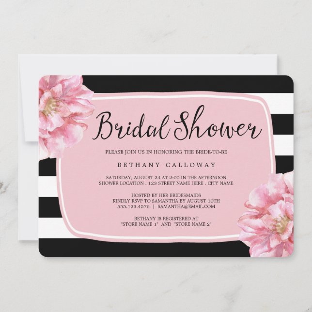 Floral Chic Bridal Shower Invitation / Pink (Front)