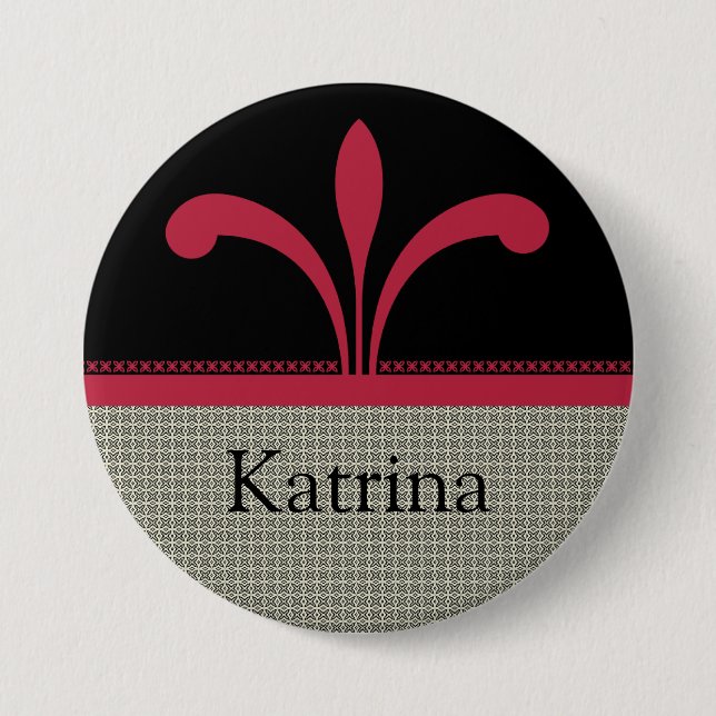 Floral Chic Button, Magenta 7.5 Cm Round Badge (Front)