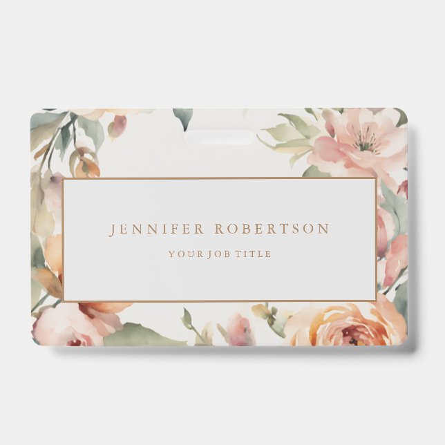 Floral Chic Classical Personalised Customised ID Badge (Front)