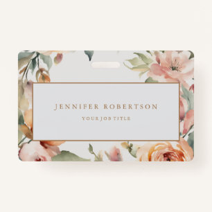 Floral Chic Classical Personalised Customised ID Badge