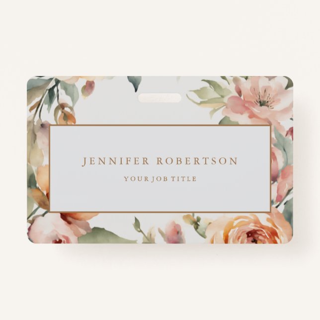 Floral Chic Classical Personalised Customised ID Badge (Front)