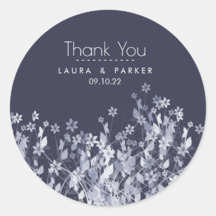 Floral Chic Girly Thank You Wedding Personalise Classic Round Sticker