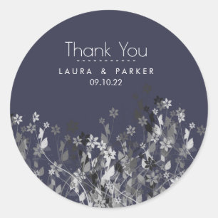 Floral Chic Girly Thank You Wedding Personalise Classic Round Sticker