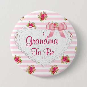 Floral Chic Grandma to be Baby Shower button