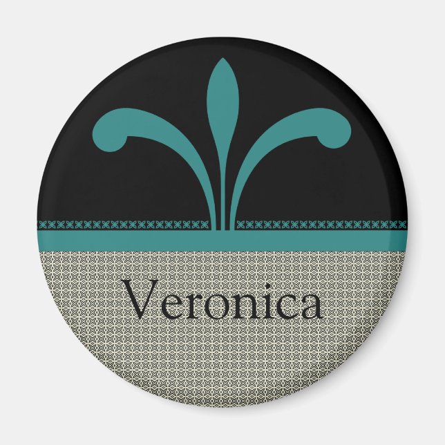 Floral Chic Magnet, Teal Magnet (Front)