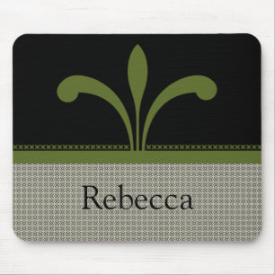 Floral Chic Mousepad, Olive Green Mouse Pad