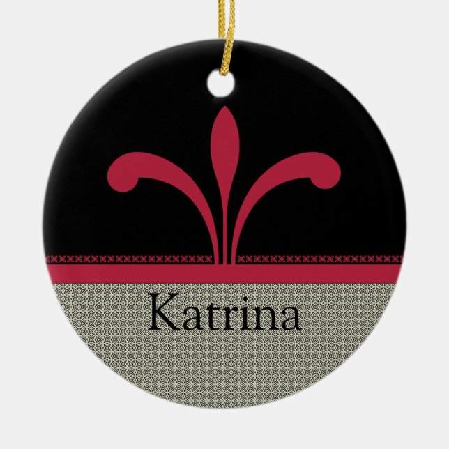 Floral Chic Ornament, Magenta Ceramic Tree Decoration (Front)