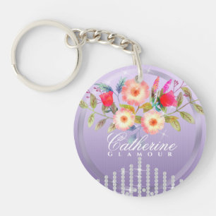 Floral Chic Purple Key Ring
