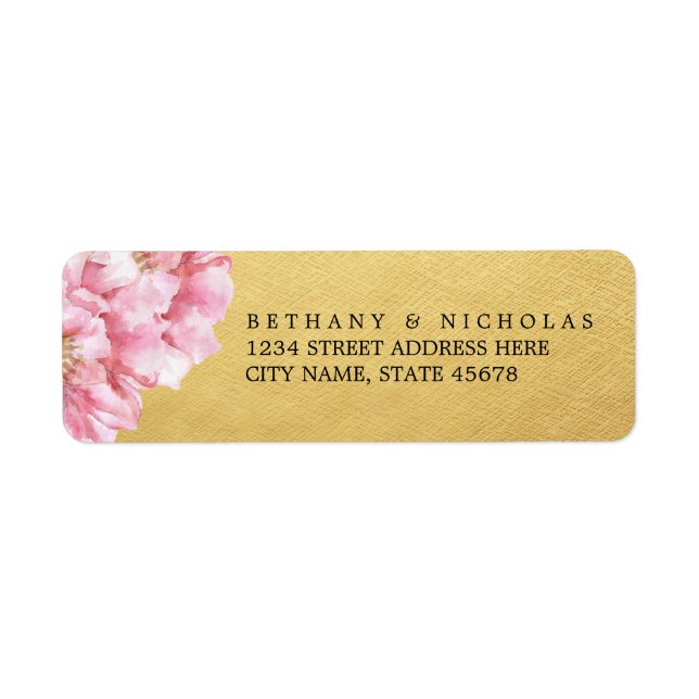Floral Chic Return Address Labels / Gold (Front)