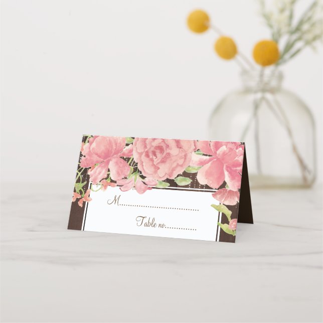 Floral chic rustic country wedding table place place card (Front)