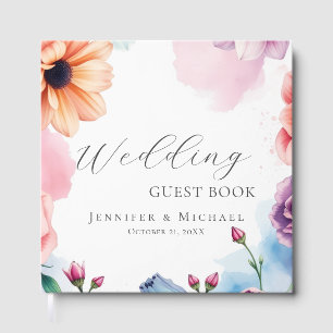 Floral Chic Simple Minimalist Modern Plain Wedding Guest Book